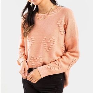 Jun & Ivy Blush Pink Heart Sweater